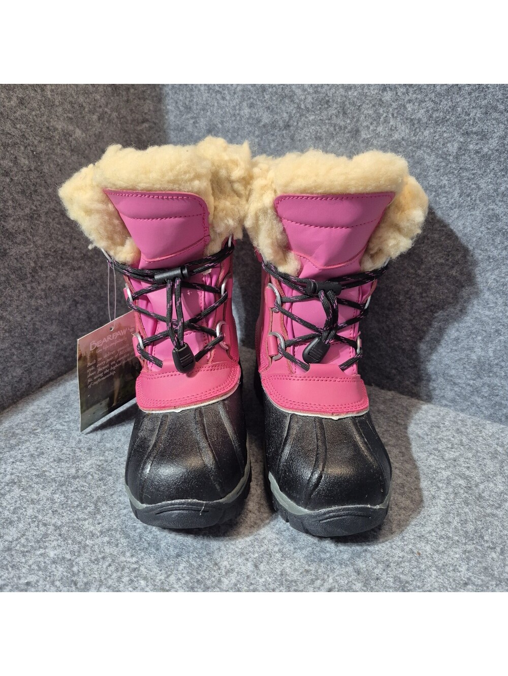 Bearpaw Boots Girls 13 Kelly Pink Leather Wool Lined Winter Waterproof Boots